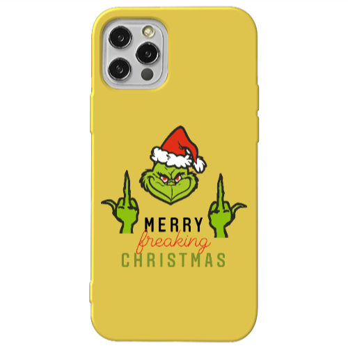 Apple iPhone 12 Pro Merry Christmas44 Yellow Colored Silicone TPU Θήκη