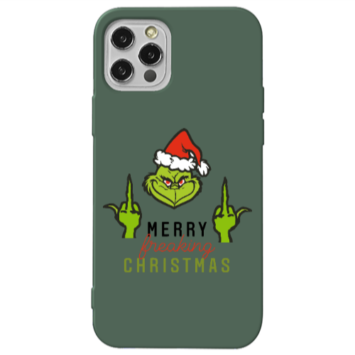 Apple iPhone 12 Pro Merry Christmas44 Dark Green Colored Silicone TPU Θήκη