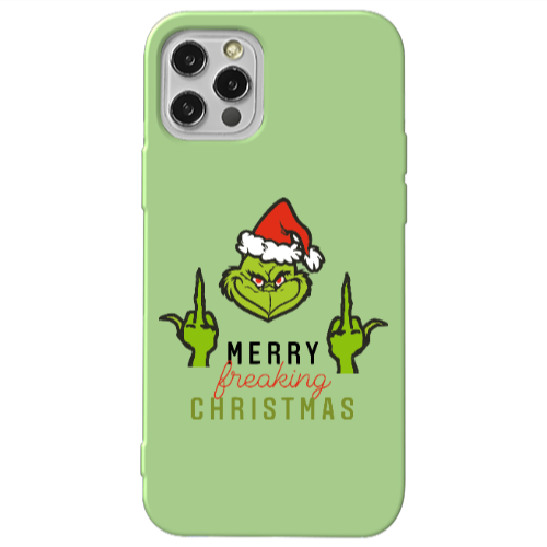 Apple iPhone 12 Pro Merry Christmas44 Light Green Colored Silicone TPU Θήκη