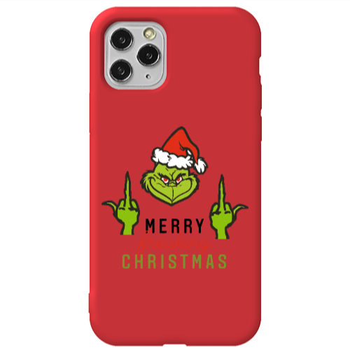 Apple iPhone 11 Pro Max Merry Christmas44 Red Colored Silicone TPU Θήκη