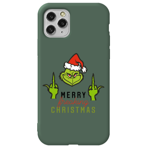 Apple iPhone 11 Pro Max Merry Christmas44 Dark Green Colored Silicone TPU Θήκη