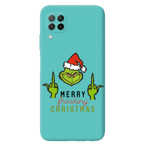 Huawei P40 Lite Merry Christmas44 Turquoise Colored Silicone TPU Θήκη