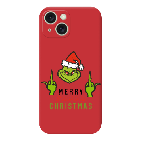 Apple iPhone 15 Merry Christmas44 Red Colored Silicone TPU Θήκη