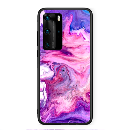 Huawei P40 Pro Marble art Black Glossy Θήκη