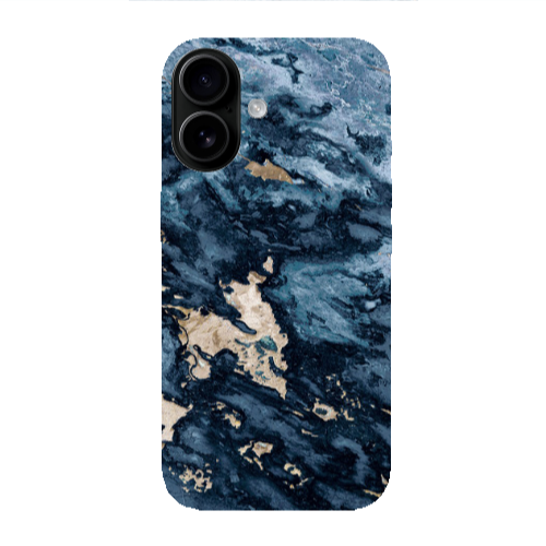Apple Iphone 16 plus Marble Blue Gold  Transparent Silicone TPU Θήκη