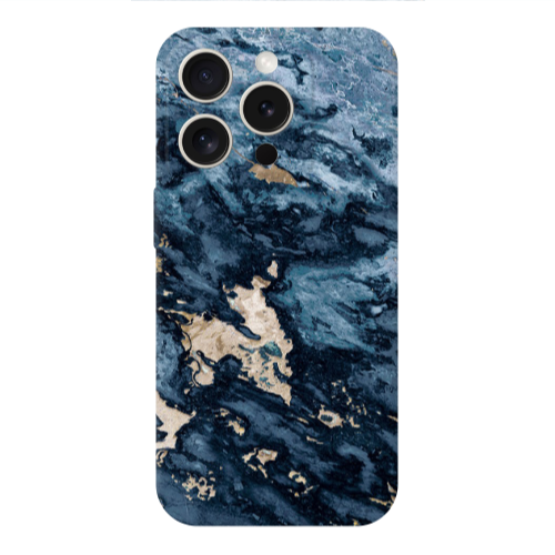 Apple Iphone 16 Pro Marble Blue Gold  Transparent Silicone TPU Θήκη