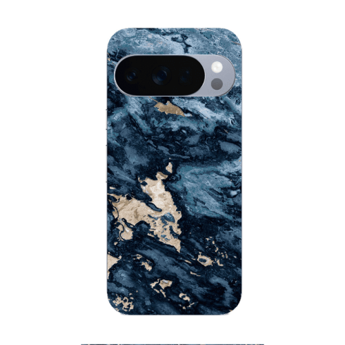 Google Pixel 10 Pro Marble Blue Gold  Transparent Silicone TPU Θήκη