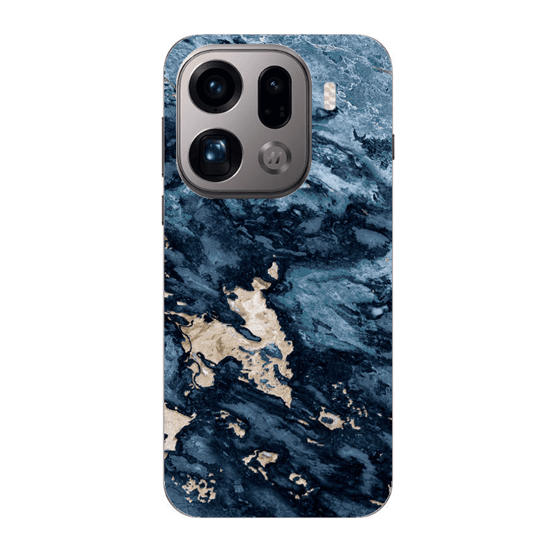 Oppo Find X9 Pro Marble Blue Gold  Transparent Silicone TPU Θήκη