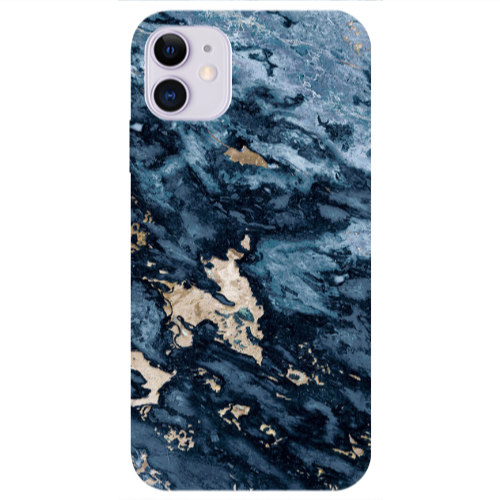 Apple iPhone 11  Marble Blue Gold  Transparent Silicone TPU Θήκη