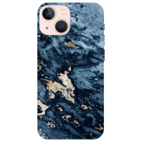 Apple iPhone 13 Marble Blue Gold  Transparent Silicone TPU Θήκη