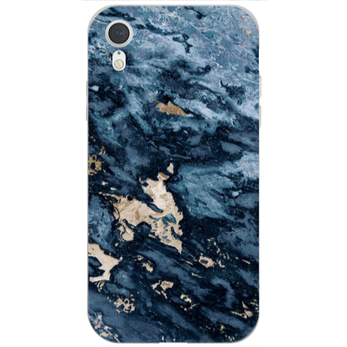 Apple iPhone Xr Marble Blue Gold  Transparent Silicone TPU Θήκη