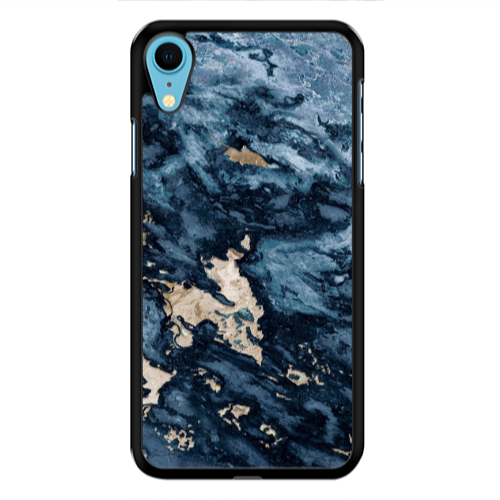 Apple iPhone Xr Marble Blue Gold  Black Glossy Θήκη