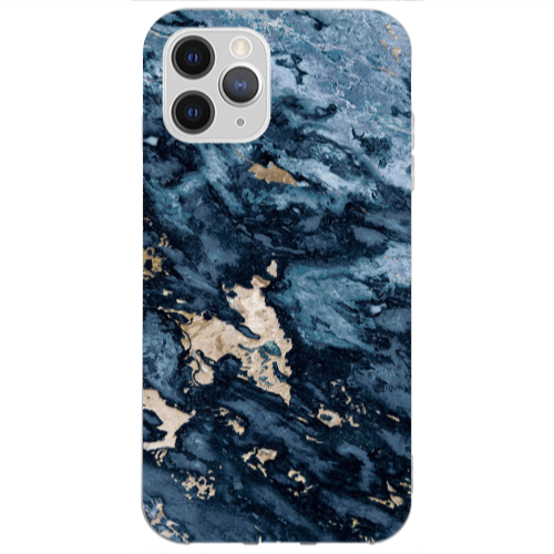 Apple iPhone 13 Pro Max Marble Blue Gold  Transparent Silicone TPU Θήκη