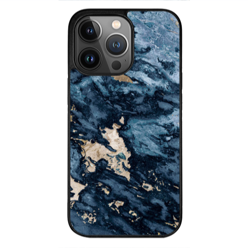 Apple iPhone 13 Pro Max Marble Blue Gold  Black Glossy Θήκη