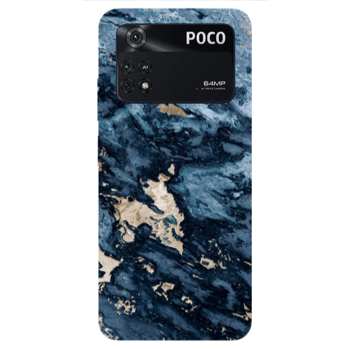 Xiaomi Poco M4 Pro 4G Marble Blue Gold  Transparent Silicone TPU Θήκη