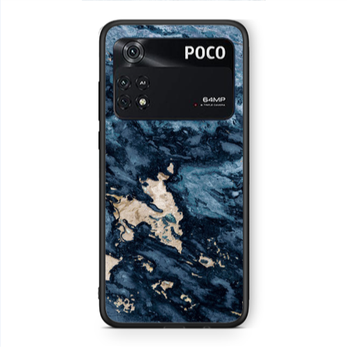 Xiaomi Poco M4 Pro 4G Marble Blue Gold  Black Glossy Θήκη