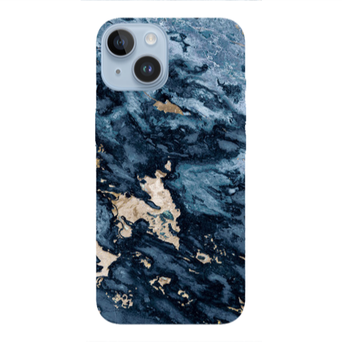 Apple iPhone 14 Plus Marble Blue Gold  Transparent Silicone TPU Θήκη