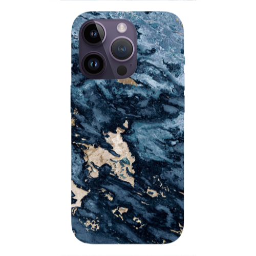 Apple iPhone 14 Pro  Marble Blue Gold  Transparent Silicone TPU Θήκη