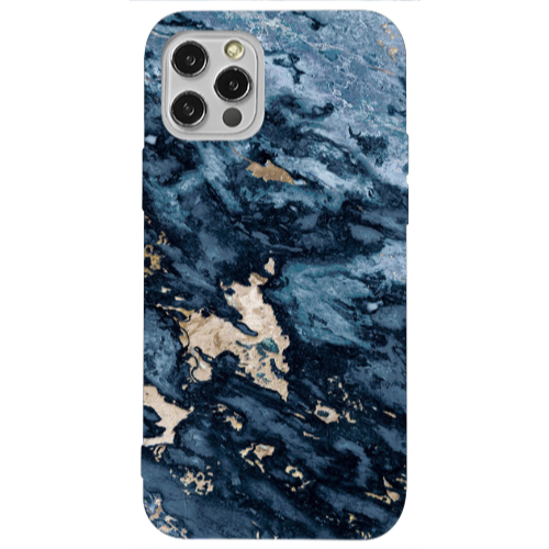 Apple iPhone 12 Pro Marble Blue Gold  Transparent Silicone TPU Θήκη