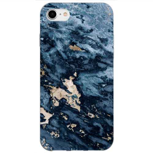Apple iPhone 7 Marble Blue Gold  Transparent Silicone TPU Θήκη