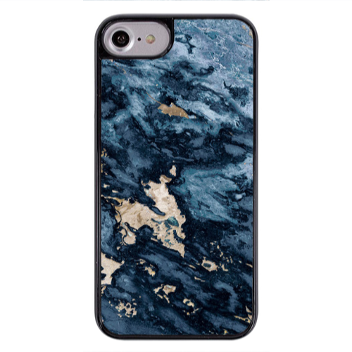 Apple iPhone 7 Marble Blue Gold  Black Glossy Θήκη