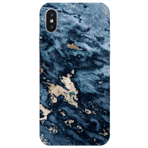 Apple iPhone Xs Marble Blue Gold  Transparent Silicone TPU Θήκη