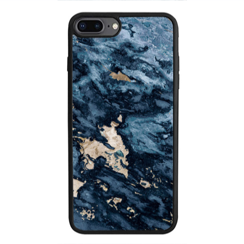 Apple iPhone 7 Plus Marble Blue Gold  Black Glossy Θήκη