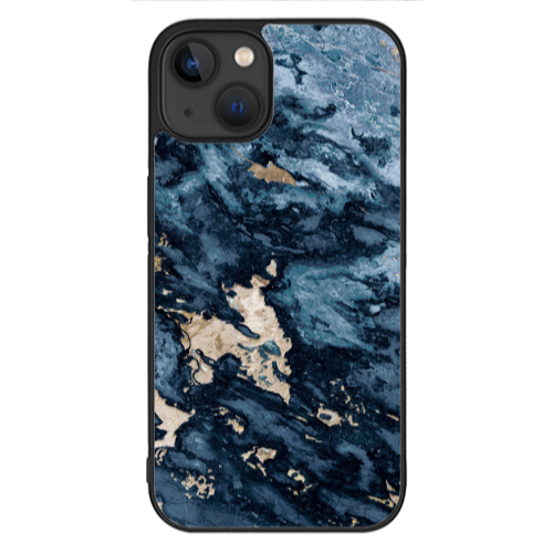 Apple iPhone 13 Mini Marble Blue Gold  Black Glossy Θήκη