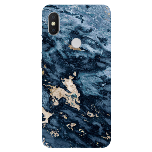 Xiaomi Redmi S2 Marble Blue Gold  Transparent Silicone TPU Θήκη