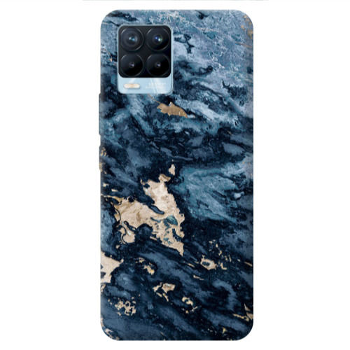 Realme 8 Pro Marble Blue Gold  Transparent Silicone TPU Θήκη