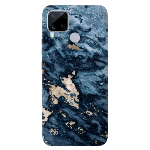 Realme C25S Marble Blue Gold  Transparent Silicone TPU Θήκη