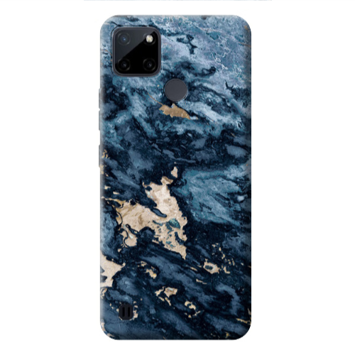 Realme C25Y Marble Blue Gold  Transparent Silicone TPU Θήκη