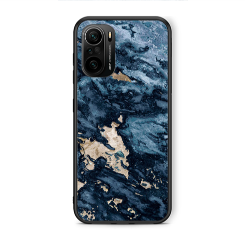 Xiaomi Poco F3 Marble Blue Gold  Black Glossy Θήκη
