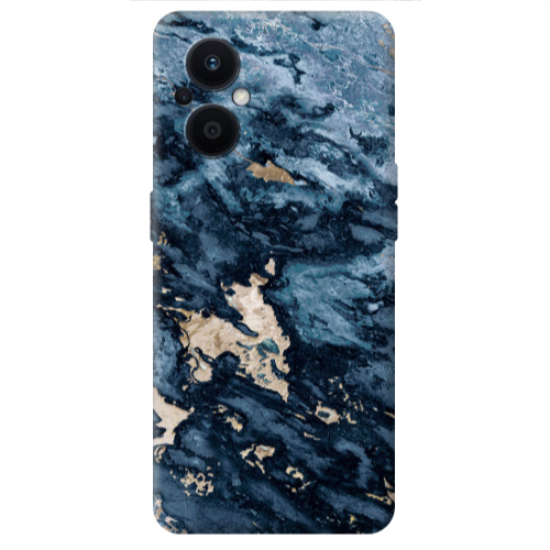 Oppo Reno 7 Lite Marble Blue Gold  Transparent Silicone TPU Θήκη
