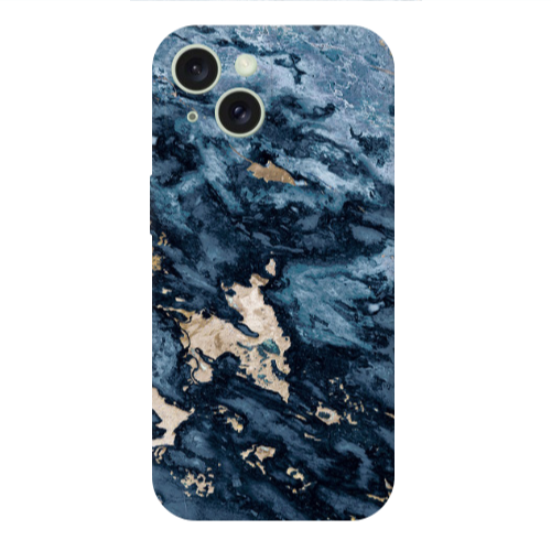 Apple iPhone 15 Marble Blue Gold  Transparent Silicone TPU Θήκη