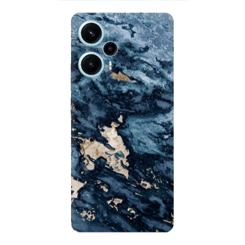 Xiaomi Poco F5 Marble Blue Gold  Transparent Silicone TPU Θήκη