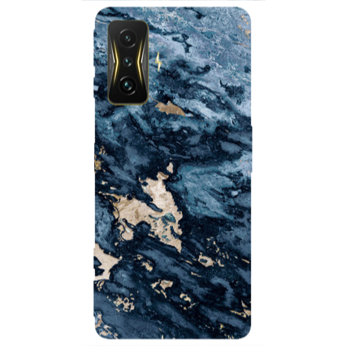 Xiaomi Poco F4 Gt Marble Blue Gold  Transparent Silicone TPU Θήκη