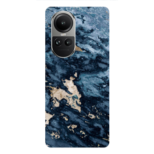 Oppo Reno10 5G Marble Blue Gold  Transparent Silicone TPU Θήκη
