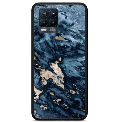 Realme 8 i Marble Blue Gold  Black Glossy Θήκη