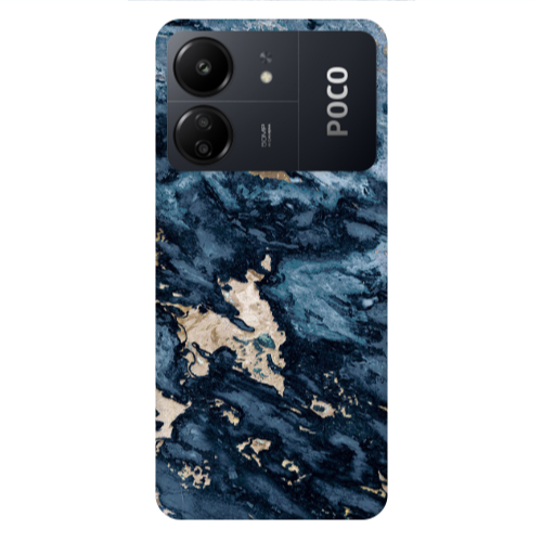 Xiaomi Poco C65 Marble Blue Gold  Transparent Silicone TPU Θήκη