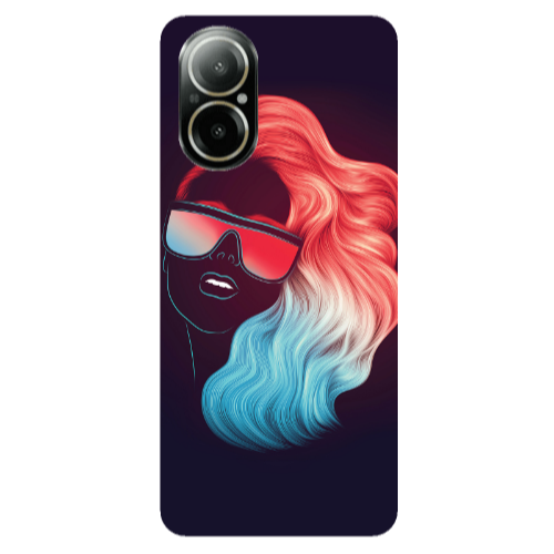 Realme C67 Girl with glasses Transparent Silicone TPU Θήκη