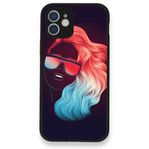 Apple iPhone 12 Girl with glasses Black Glossy Θήκη