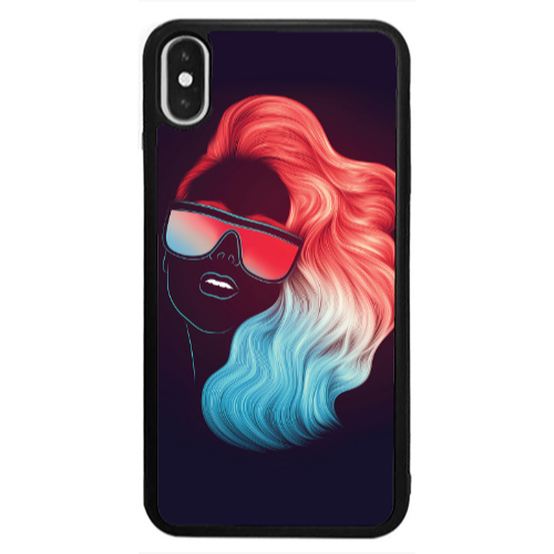 Apple iPhone X Girl with glasses Black Glossy Θήκη