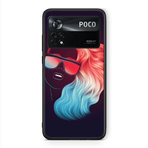 Xiaomi Poco X4 Pro Girl with glasses Black Glossy Θήκη
