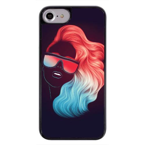 Apple iPhone 7 Girl with glasses Black Glossy Θήκη