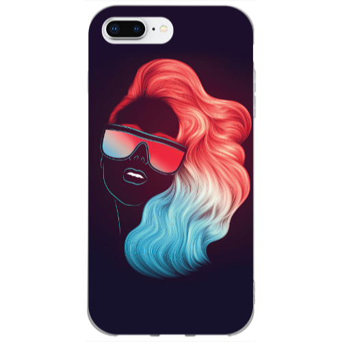 Apple iPhone 7 Plus Girl with glasses Transparent Silicone TPU Θήκη