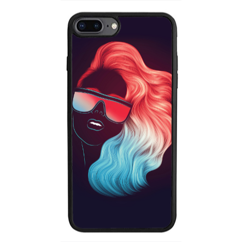 Apple iPhone 7 Plus Girl with glasses Black Glossy Θήκη