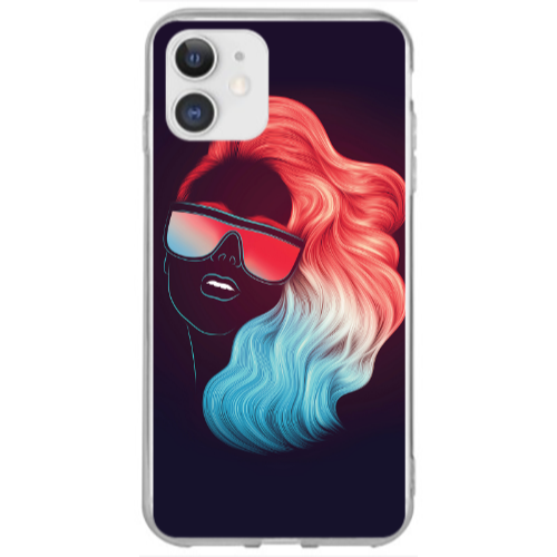 Apple iPhone 12 Mini Girl with glasses Transparent Silicone TPU Θήκη