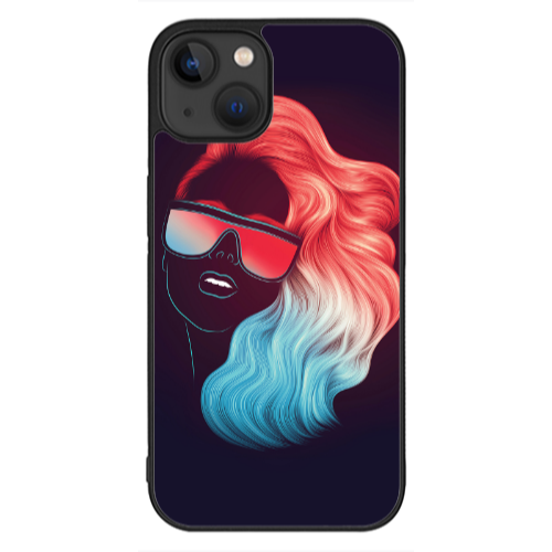 Apple iPhone 13 Mini Girl with glasses Black Glossy Θήκη