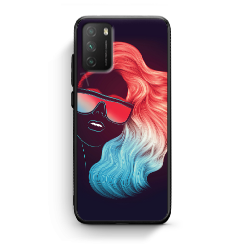 Xiaomi Poco M3 Girl with glasses Black Glossy Θήκη